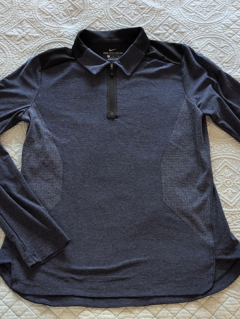 Nike Long Sleeve 1/4 Zip Polo - Navy/Black